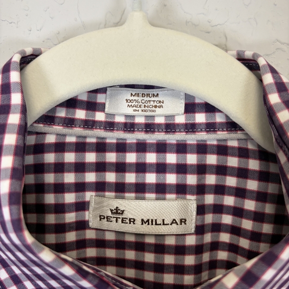 Peter Millar 100% Cotton Mens Long Sleeve Plaid Dress Shirt Size Medium - Picture 2 of 11